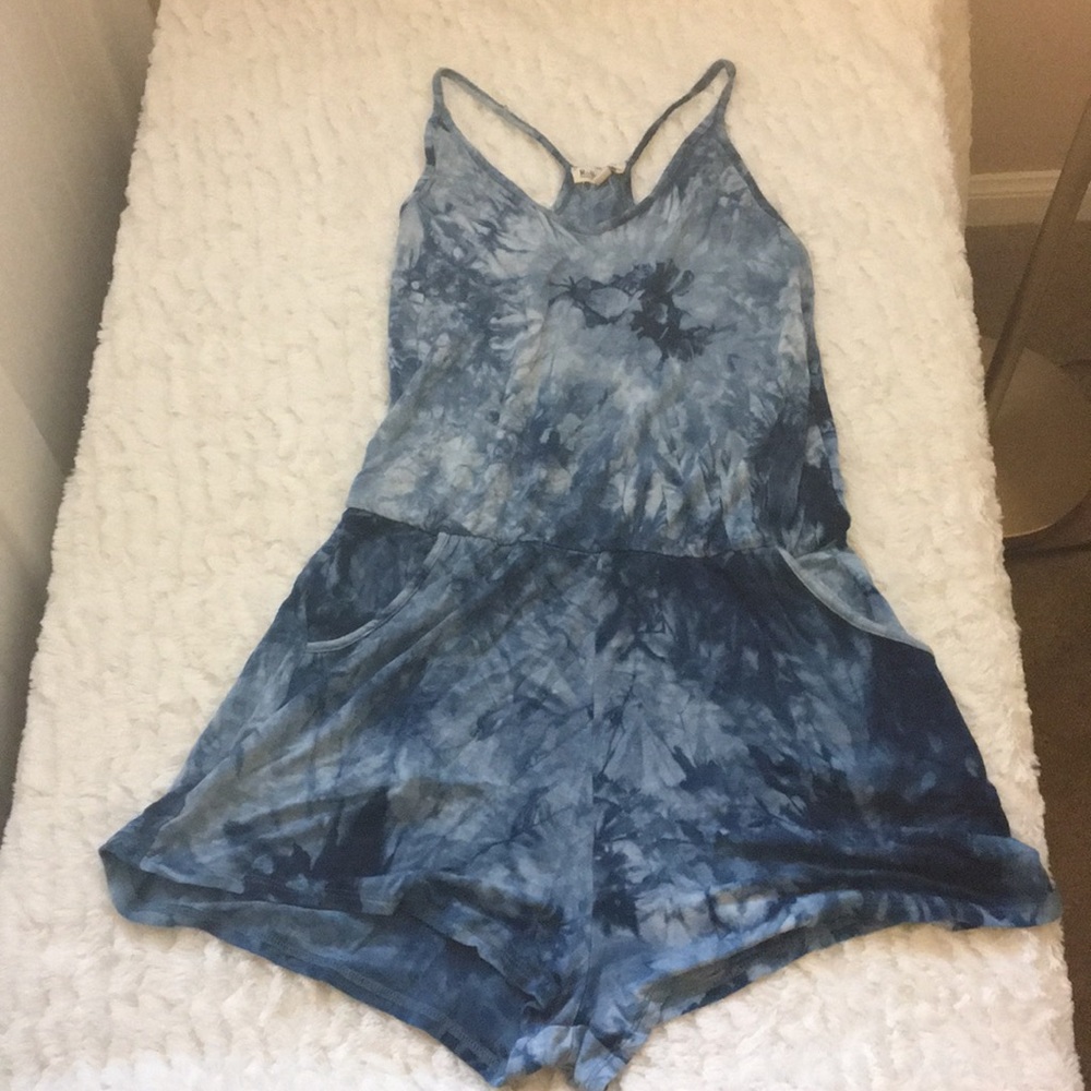 Blue Tie-Dye Lounge Wear Romper